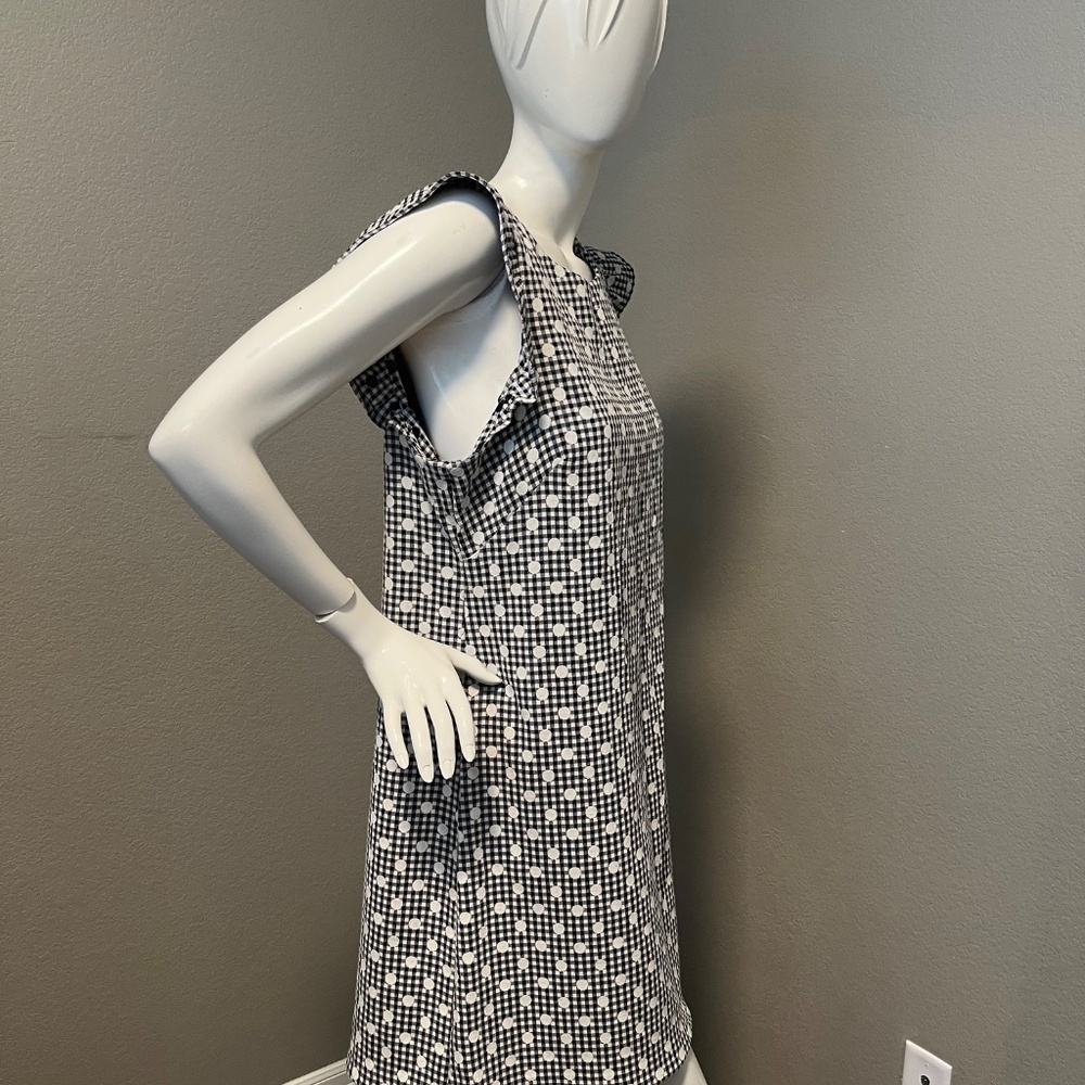 Eliza J Women’s Black & Blue Checkered Polka Dot Dress Size 14 - Picture 3 of 11